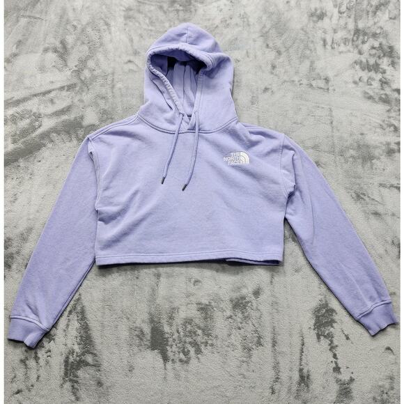 The North Face Tops - The North Face Sweatshirt Womens S Purple Logo Crop Drop Hoodie Pullover Casual